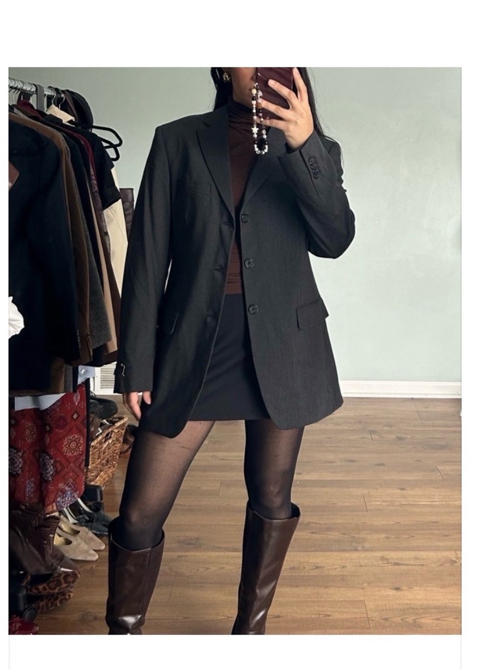 BANANA REPUBLIC • Beautiful Classic Oversized Dark Gray 100% Wool Blazer Jacket